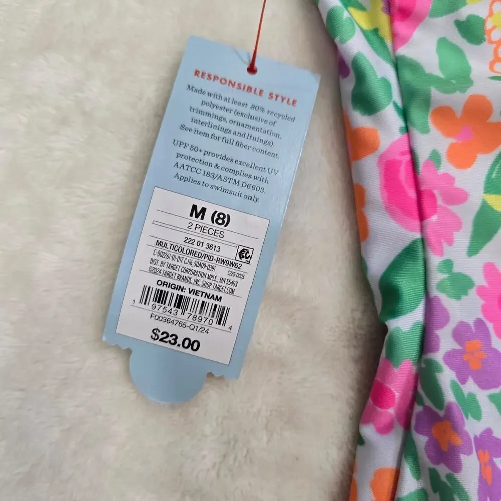Cat & Jack Girls Floral One-Piece Swimsuit size m (8) NWT